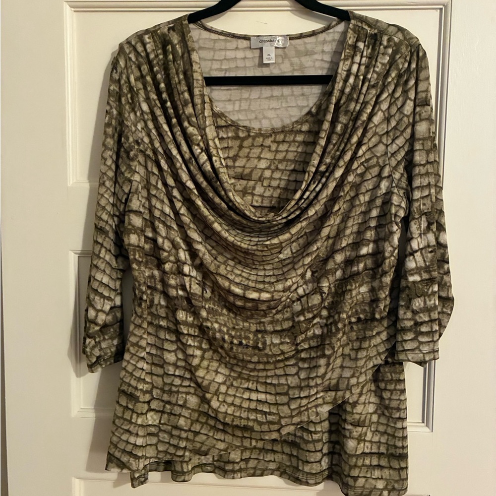 Dressbarn Elegant Gray and Black Blouse